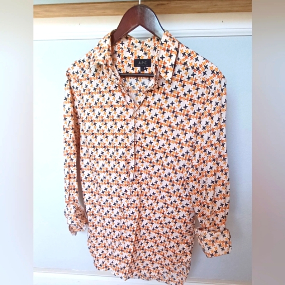 A.P.C. Clement Men's Long Sleeve Shirt Size 3